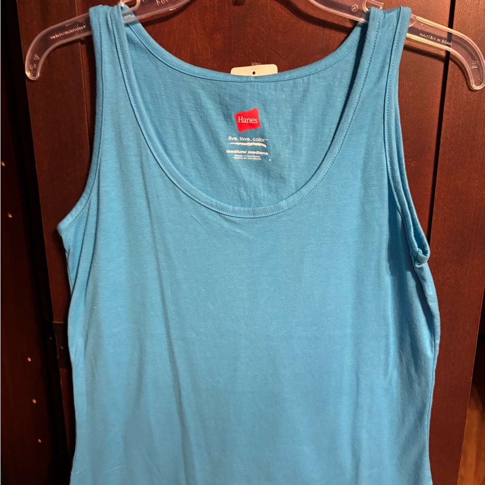 NWT Deep Sea Blue Hanes 💯 Cotton Tank